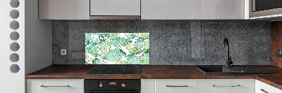 Kitchen splashback panel Tropical leaves