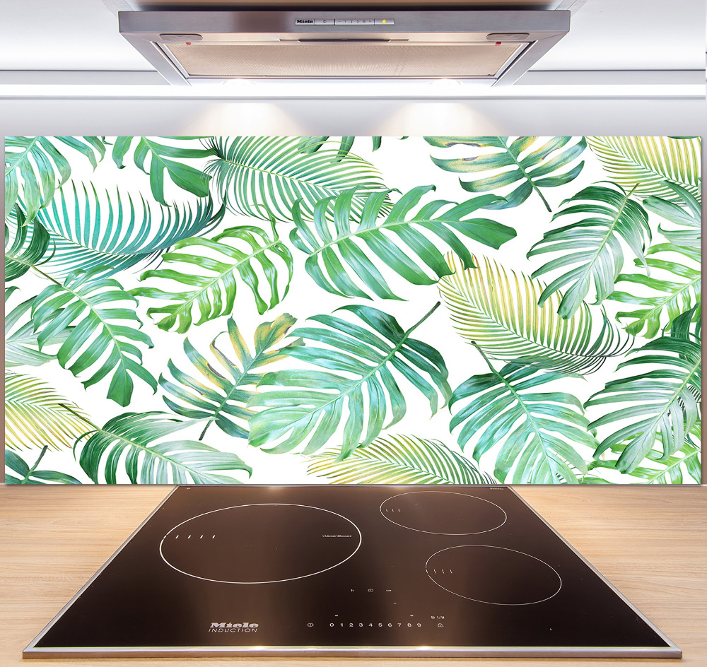 Kitchen splashback panel Tropical leaves