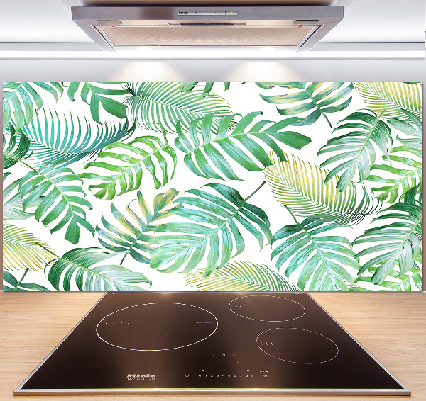 Kitchen splashback panel Tropical leaves