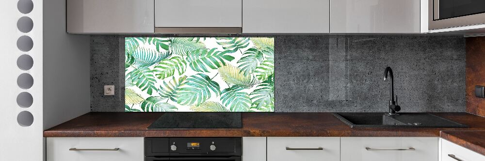 Kitchen splashback panel Tropical leaves