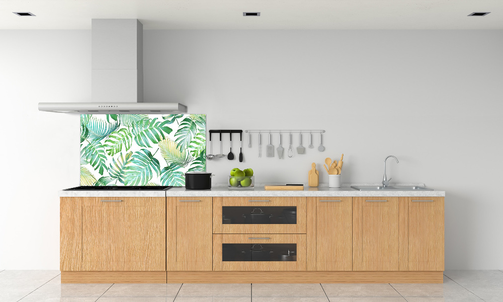 Kitchen splashback panel Tropical leaves