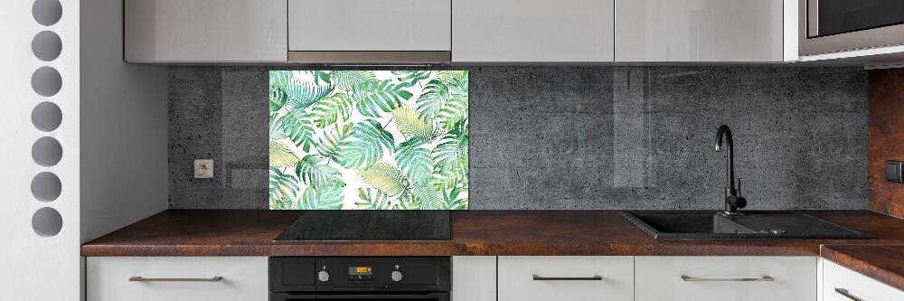 Kitchen splashback panel Tropical leaves