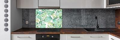 Kitchen splashback panel Tropical leaves