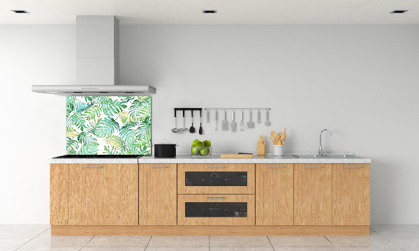 Kitchen splashback panel Tropical leaves