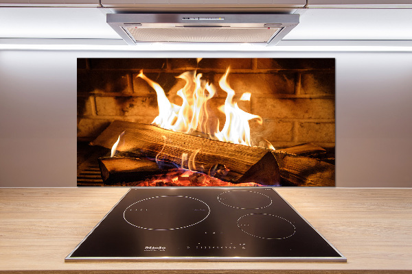 Glass splashback Wood in the fireplace