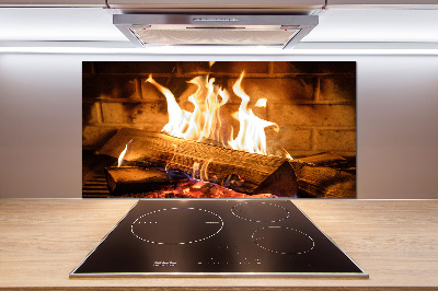 Glass splashback Wood in the fireplace