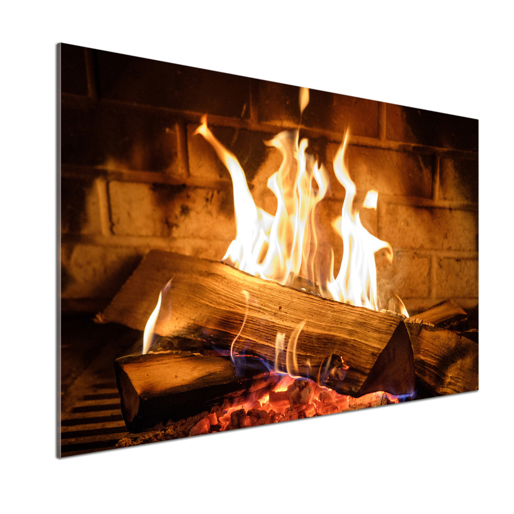 Glass splashback Wood in the fireplace