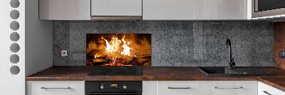 Glass splashback Wood in the fireplace