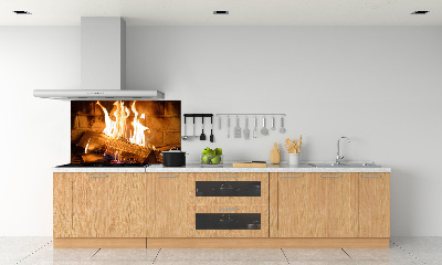 Glass splashback Wood in the fireplace