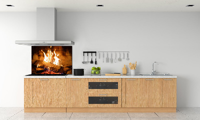 Glass splashback Wood in the fireplace