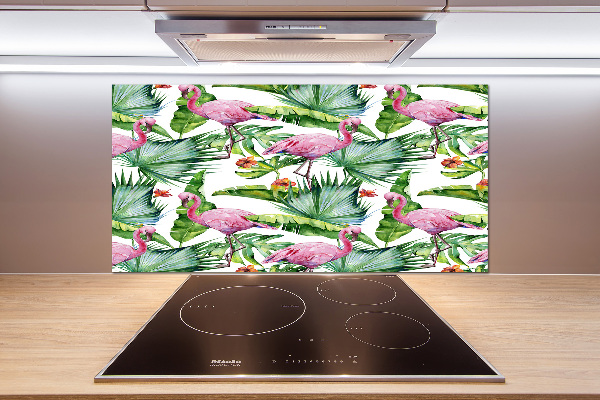 Cooker splashback Plants flamingos