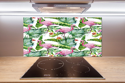 Cooker splashback Plants flamingos