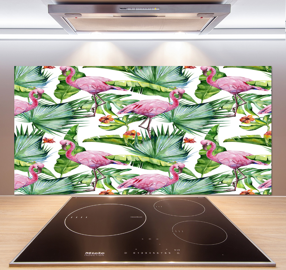 Cooker splashback Plants flamingos