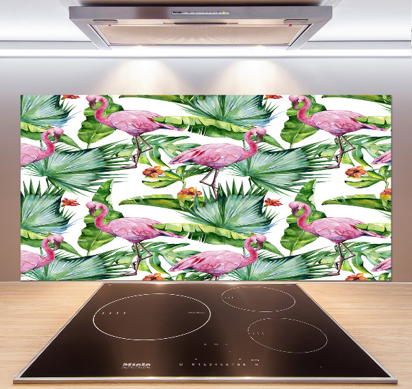 Cooker splashback Plants flamingos