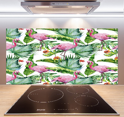 Cooker splashback Plants flamingos