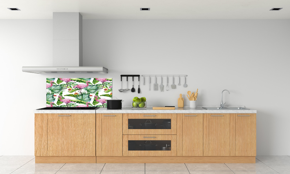 Cooker splashback Plants flamingos