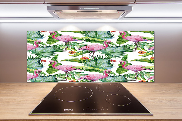 Cooker splashback Plants flamingos