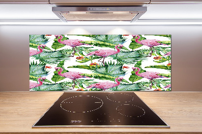 Cooker splashback Plants flamingos