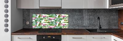 Cooker splashback Plants flamingos