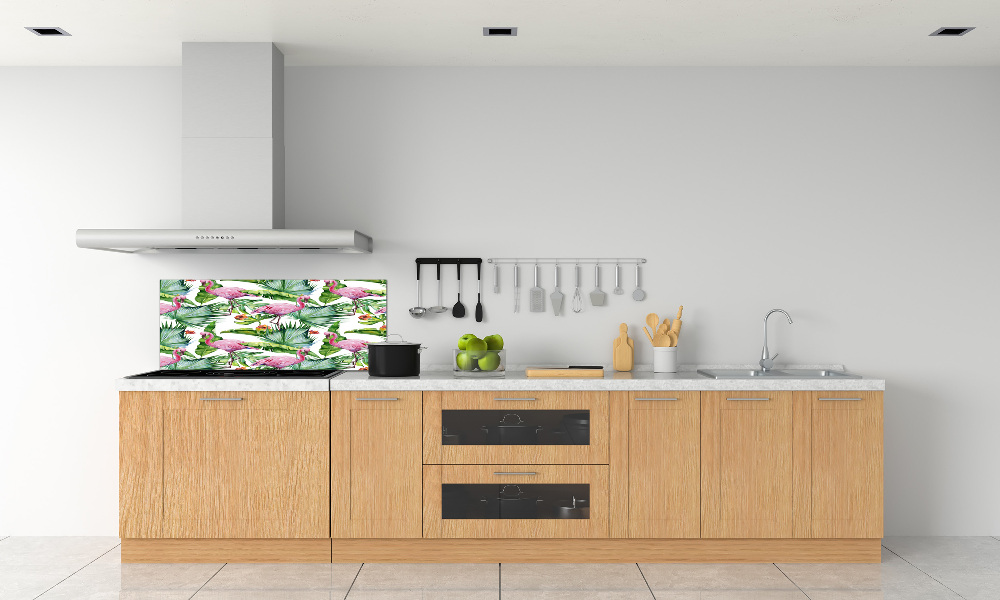 Cooker splashback Plants flamingos