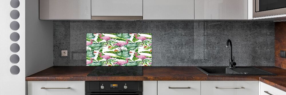 Cooker splashback Plants flamingos