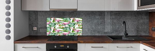 Cooker splashback Plants flamingos