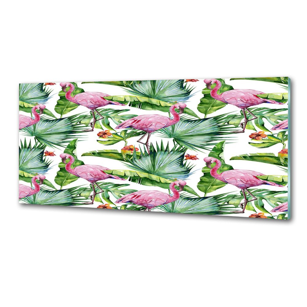 Cooker splashback Plants flamingos