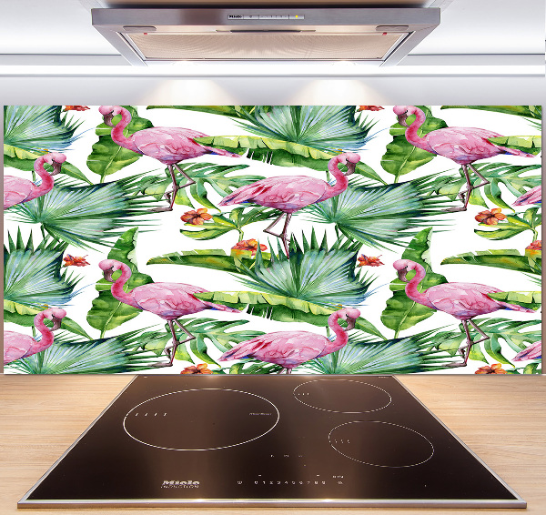 Cooker splashback Plants flamingos