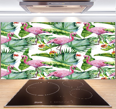 Cooker splashback Plants flamingos