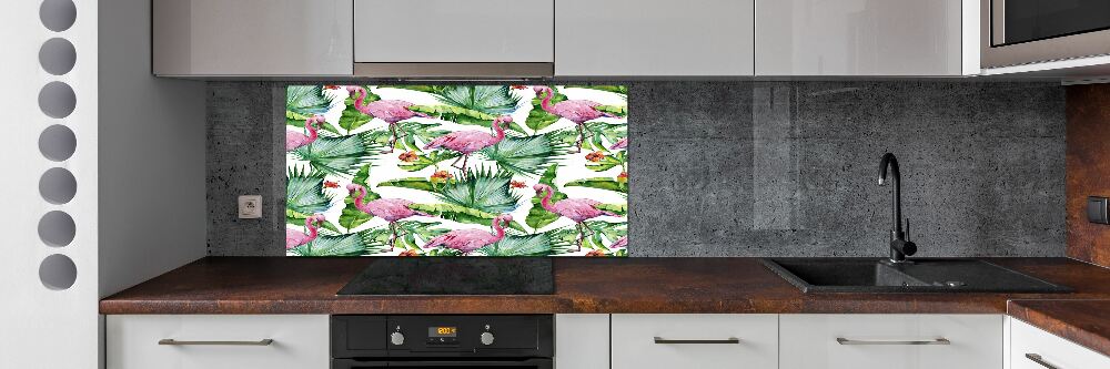 Cooker splashback Plants flamingos