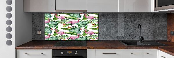 Cooker splashback Plants flamingos