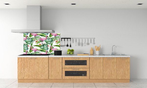 Cooker splashback Plants flamingos