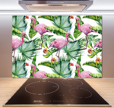 Cooker splashback Plants flamingos