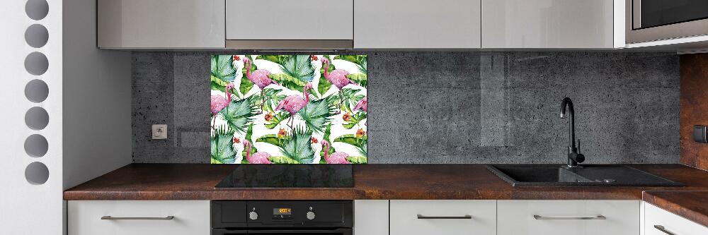 Cooker splashback Plants flamingos