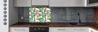 Cooker splashback Plants flamingos