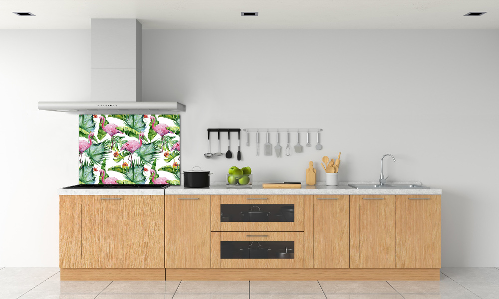 Cooker splashback Plants flamingos