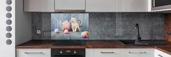 Cooker splashback White cat and skeins