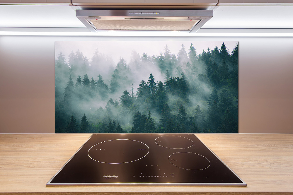 Cooker splashback Fog over the forest