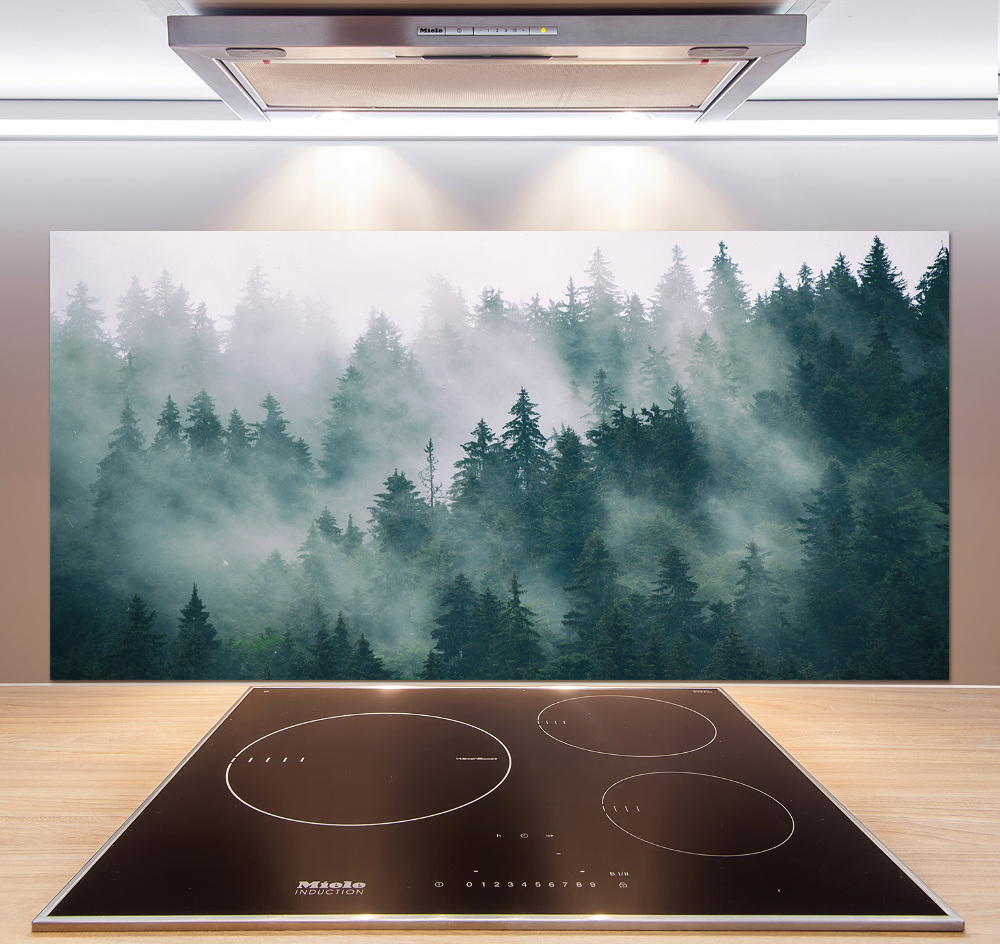 Cooker splashback Fog over the forest