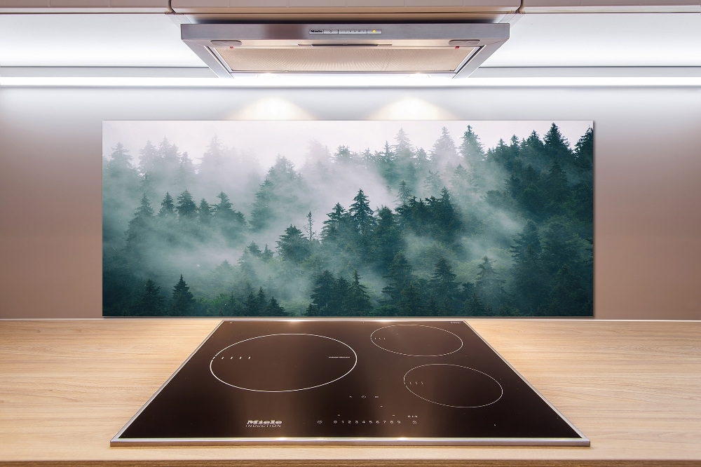 Cooker splashback Fog over the forest