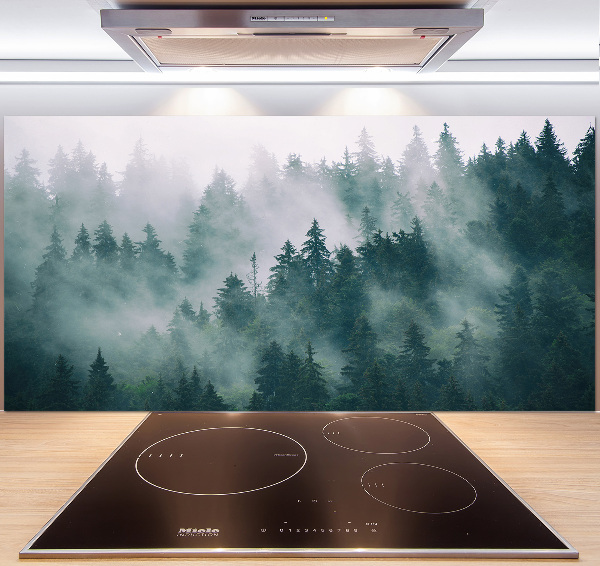 Cooker splashback Fog over the forest