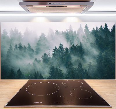 Cooker splashback Fog over the forest