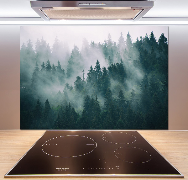 Cooker splashback Fog over the forest