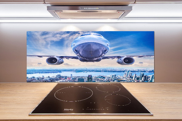 Kitchen splashback Aircraft over the city