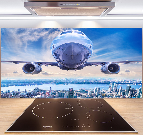 Kitchen splashback Aircraft over the city