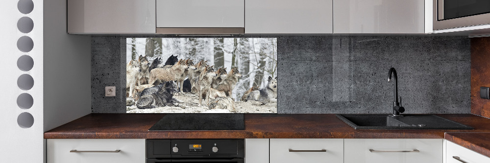 Cooker splashback Wolves in winter