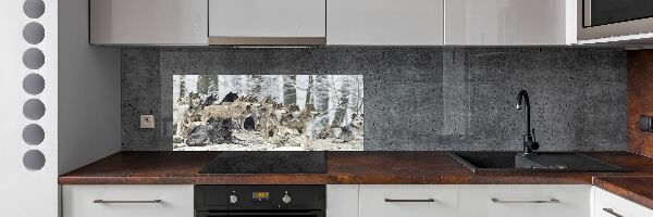 Cooker splashback Wolves in winter