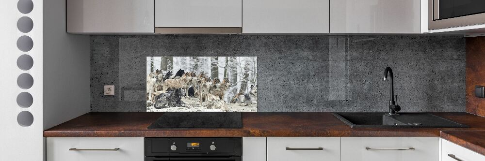 Cooker splashback Wolves in winter