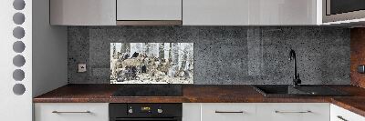 Cooker splashback Wolves in winter