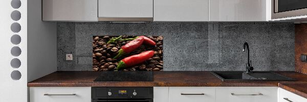 Cooker splashback Chilli and coffee